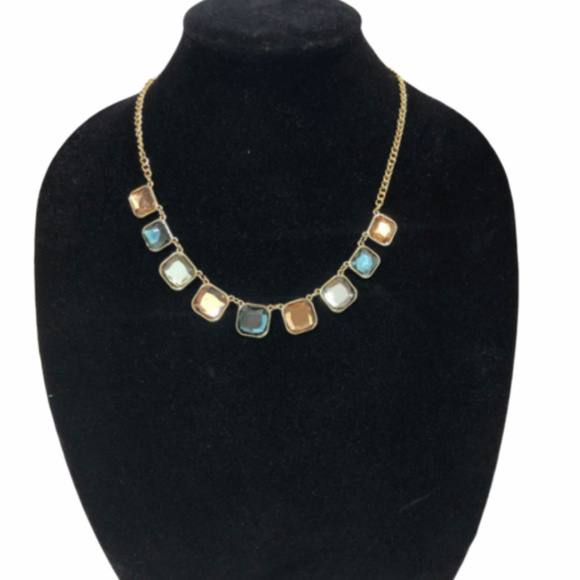 Jewelry - Blue and Bronze Glass Tile Necklace